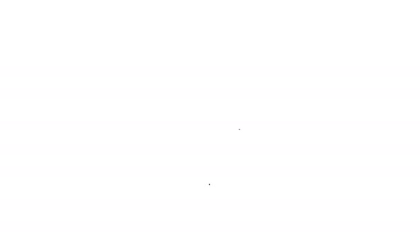 Μαύρη γραμμή Ηλεκτρικό εικονίδιο εξόδου απομονωμένο σε λευκό φόντο. Υποδοχή ρεύματος. Το σύμβολο της Ροζέτας. 4K Γραφική κίνηση κίνησης βίντεο — Αρχείο Βίντεο