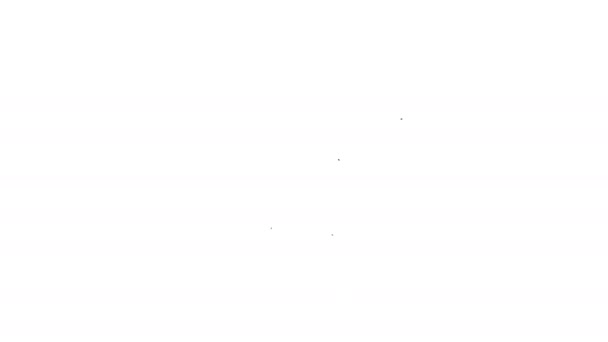 Línea negra Icono de ordenador portátil y cursor aislado sobre fondo blanco. Computadora portátil con pantalla vacía. Animación gráfica de vídeo 4K — Vídeo de stock