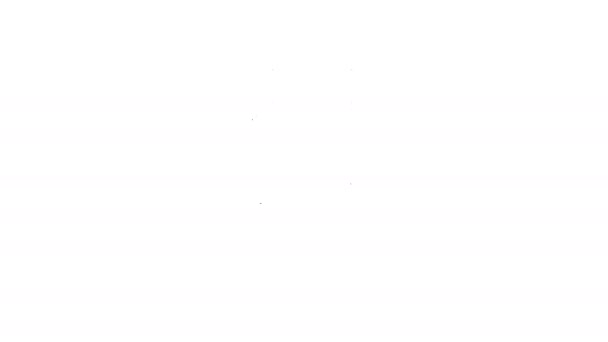 Línea negra Icono de jack de audio aislado sobre fondo blanco. Cable de audio para conexión de equipos de sonido. Alambre enchufable. Instrumento musical. Animación gráfica de vídeo 4K — Vídeo de stock