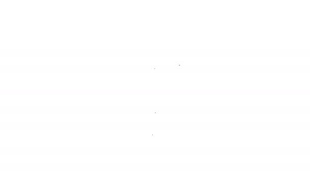 黒い線白い背景に隔離された位置マーカーアイコンを持つコンピュータのモニターと折り畳まれた地図。4Kビデオモーショングラフィックアニメーション — ストック動画