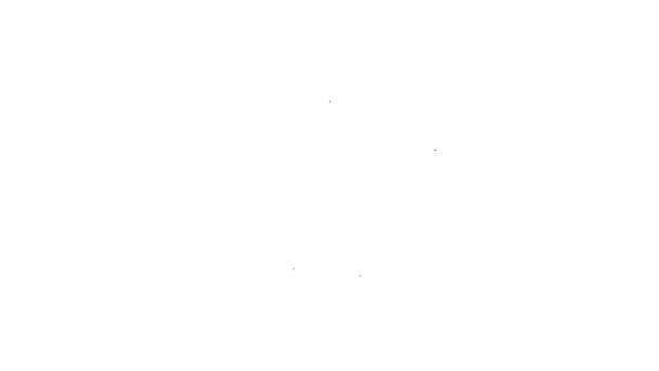 Portátil de línea negra con icono de marcador de ubicación aislado sobre fondo blanco. Animación gráfica de vídeo 4K — Vídeo de stock