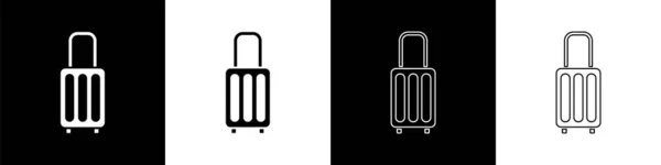为在黑白背景上隔离的旅行图标设置Suitcase 旅行的行李标志 旅行行李图标 病媒图解 — 图库矢量图片