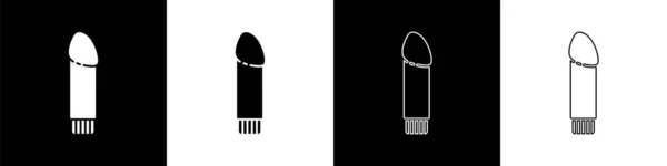 Set Dildo Vibrator Sex Games Icon Isolated Black White Background — Stok Vektör