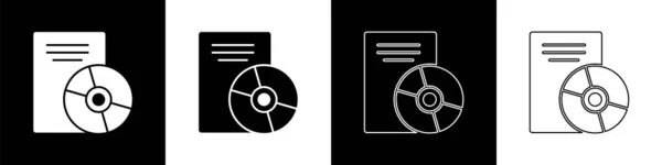 Veya Dvd Disk Simgesini Siyah Beyaz Arkaplanda Izole Küçük Disk — Stok Vektör