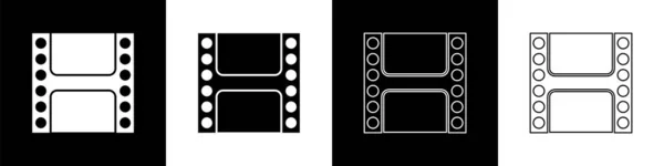 Définir Lecture Icône Vidéo Isolé Sur Fond Noir Blanc Panneau — Image vectorielle