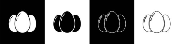 Set Easter eggs icon isolated on black and white background. Happy Easter.  Vector Illustration