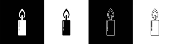 Set Icono Vela Ardiente Aislado Sobre Fondo Blanco Negro Vara — Vector de stock