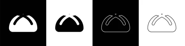 Setzen Sie Osterkuchen Symbol Isoliert Auf Schwarz Weißem Hintergrund Frohe — Stockvektor