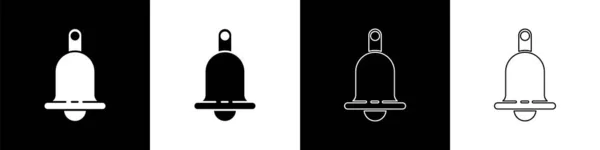 Set Ringing Bell Icon Isolated Black White Background Сигнал Тревоги — стоковый вектор