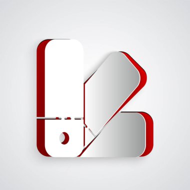 Kağıt kesiği Renk Palet Rehberi simgesi gri arkaplanda izole edildi. Kağıt sanatı tarzı. Vektör İllüstrasyonu