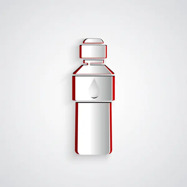 Corte Papel Icono Botella Agua Aislado Sobre Fondo Gris Signo — Vector de stock