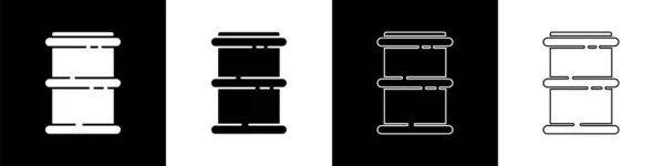 Установите Значок Бочка Черно Белом Фоне Векторная Миграция — стоковый вектор