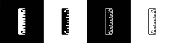 Setzen Sie Das Lineal Symbol Isoliert Auf Schwarzem Und Weißem — Stockvektor