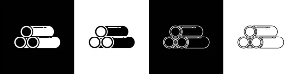 Set Icono Tubo Metálico Industria Aislado Sobre Fondo Blanco Negro — Archivo Imágenes Vectoriales