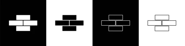 Set Bricks Symbol Isoliert Auf Schwarzem Und Weißem Hintergrund Vektorillustration — Stockvektor