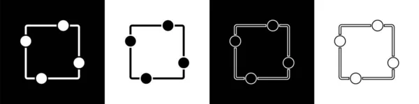 设置在黑白背景上隔离的电路方案图标 电路板 病媒图解 — 图库矢量图片