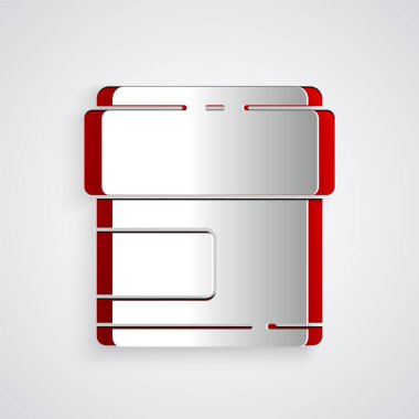 Kağıt kesiği kremi ya da losyon kozmetik tüp simgesi gri arkaplanda izole edilmiş. Erkekler için vücut bakım ürünleri. Kağıt sanatı tarzı. Vektör İllüstrasyonu