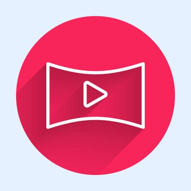 White Line Online video simgesi uzun gölgeyle izole edildi. Oyun işaretli film şeridi. Kırmızı daire düğmesi. Vektör İllüstrasyonu