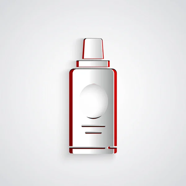 Papierschnitt Flasche Shampoo Symbol Isoliert Auf Grauem Hintergrund Papierkunst Vektorillustration — Stockvektor