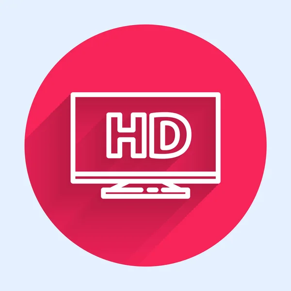 Yüksek Çözünürlüklü Akıllı Görüntü Uzun Gölgeli Video Teknolojisi Simgesi Kırmızı — Stok Vektör