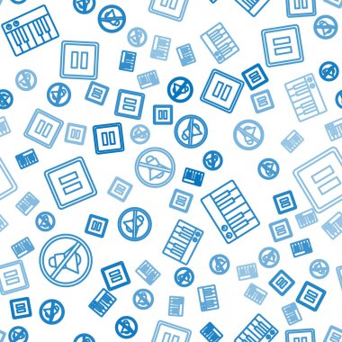 Hat hoparlörünü, müzik sentezleyicisini ve durdurma düğmesini kusursuz desen üzerine ayarla. Vektör