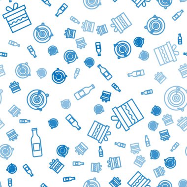 Çizgili bira şişesi, hediye kutusu ve klasik dart tahtası ve okun kusursuz desenleri. Vektör