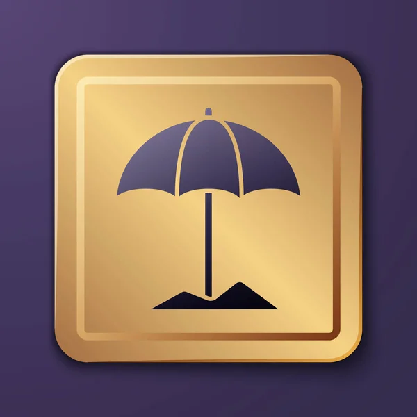 Фиолетовый Солнцезащитный Пуховик Пляжной Иконы Выделен Фиолетовом Фоне Большой Зонтик — стоковый вектор