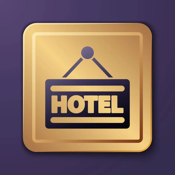 Purple Signboard Υπαίθρια Διαφήμιση Κείμενο Ξενοδοχείο Εικονίδιο Απομονώνονται Μωβ Φόντο — Διανυσματικό Αρχείο