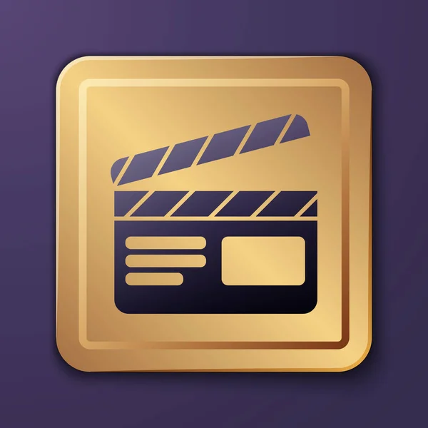 Purple Movie Klöppel Symbol Isoliert Auf Lila Hintergrund Filmklappbrett Klappschild — Stockvektor