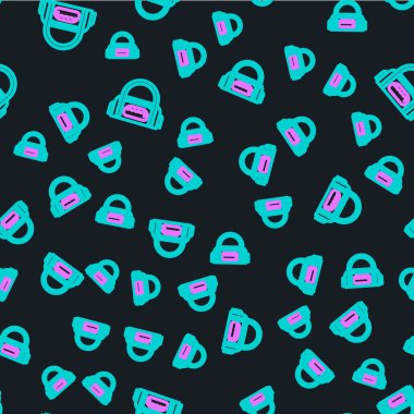 Çizgi Spor Torbası simgesi siyah arkaplanda izole edilmiş. Vektör İllüstrasyonu