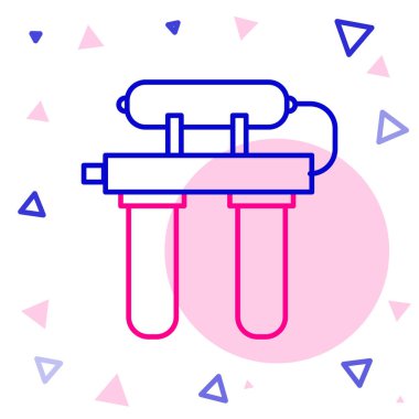 Çizgi Su filtresi simgesi beyaz arkaplanda izole edildi. Su filtreleme sistemi. Ters osmoz sistemi. Renkli taslak konsepti. Vektör İllüstrasyonu