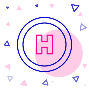 Helicopter iniş pisti simgesi beyaz arkaplanda izole edildi. Helikopter pisti, alan, platform, H harfi. Renkli taslak konsepti. Vektör İllüstrasyonu