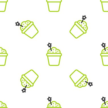 Çizgi Keki simgesi beyaz arkaplanda izole edilmiş pürüzsüz desen. Doğum günün kutlu olsun. Vektör İllüstrasyonu