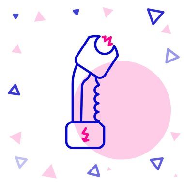 Hat Polisi elektrik şoku ikonu beyaz arka planda izole edildi. Korunma için şok edici. Şok tabancası elektrikli bir silahtır. Renkli taslak konsepti. Vektör İllüstrasyonu