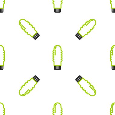 Line Dildo vibrator for sex games icon isolated seamless pattern on white background. Sex toy for adult. Vaginal exercise machines for intimate.  Vector Illustration