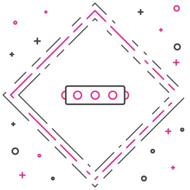 Beyaz arka planda izole edilmiş deri kemer simgesi olan çizgi silikon topu ağzı. Fetiş aksesuarı. Erkekler ve kadınlar için seks oyuncağı. Renkli taslak konsepti. Vektör İllüstrasyonu