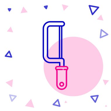 Demir Testere çizgisi simgesi beyaz arkaplanda izole edildi. Tahta ve metal testeresi. Renkli taslak konsepti. Vektör İllüstrasyonu