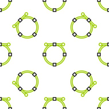 Bezier eğrisi simgesiyle Çizgi Çemberi afişi beyaz arkaplanda izole edilmiş kusursuz desen. Kalem aracı simgesi. Vektör İllüstrasyonu