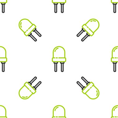 Satır Işığı diyot simgesi yayıyor. Beyaz arkaplanda izole edilmiş kusursuz desen. Yarı iletken diyot elektrik bileşeni. Vektör İllüstrasyonu