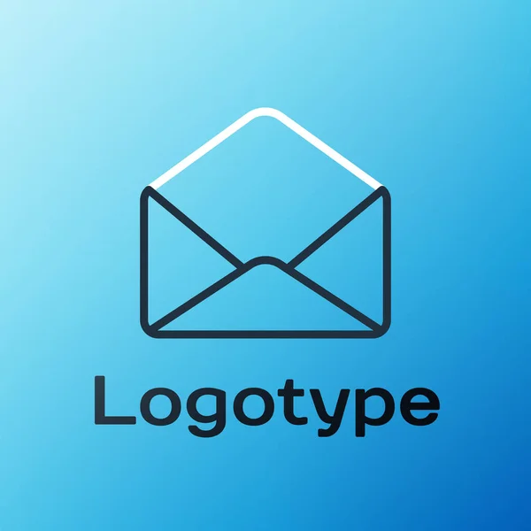 Icône Enveloppe Ligne Isolée Sur Fond Bleu Message Électronique Symbole — Image vectorielle