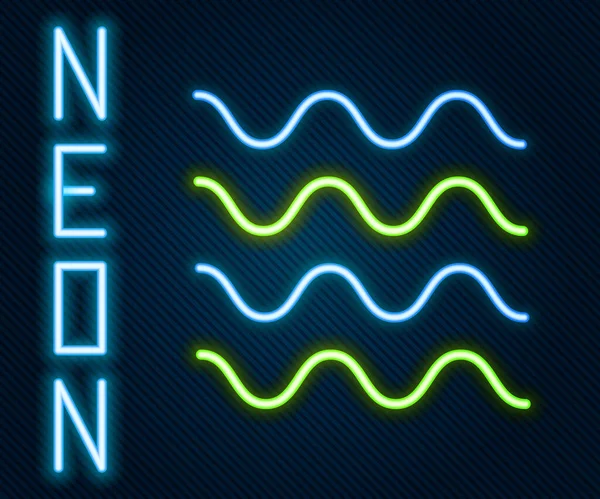 Gloeiende Neon Lijn Wave Pictogram Geïsoleerd Zwarte Achtergrond Kleurrijk Concept — Stockvector