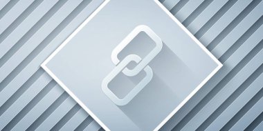 Kağıt kesme Zinciri bağlantı simgesi gri arka plan üzerinde izole. Bağlantı tek. Kağıt sanat tarzı. Vektör İllüstrasyonu