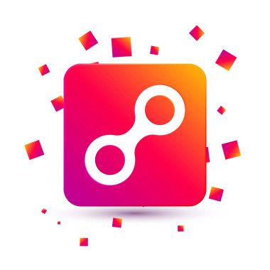 Beyaz arkaplanda beyaz virüs simgesi izole edildi. Corona virüsü 2019-nCoV. Bakteri ve mikroplar, hücre kanseri, mikrop, mantar. Kare renk düğmesi. Vektör İllüstrasyonu