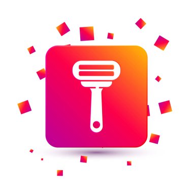 Beyaz traş makinesi simgesi beyaz arkaplanda izole edildi. Kare renk düğmesi. Vektör İllüstrasyonu