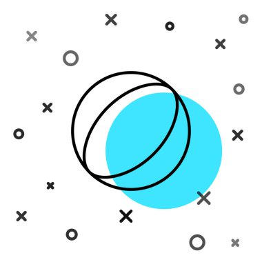 Beyaz arka planda siyah çizgi plaj topu ikonu izole edildi. Rastgele dinamik şekiller. Vektör İllüstrasyonu