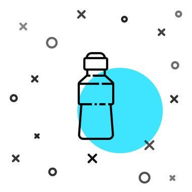 Beyaz arka planda izole edilmiş siyah çizgi su ikonu. Soda su içme tabelası. Rastgele dinamik şekiller. Vektör İllüstrasyonu