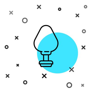 Black line Anal plug icon isolated on white background. Butt plug sign. Fetish accessory. Sex toy for men and woman. Random dynamic shapes. Vector Illustration