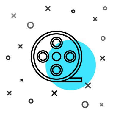 Siyah çizgi film makarası simgesi beyaz arkaplanda izole edildi. Rastgele dinamik şekiller. Vektör İllüstrasyonu