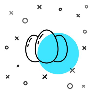 Siyah çizgi Paskalya yumurtaları ikonu beyaz arka planda izole edilmiş. Mutlu Paskalyalar. Rastgele dinamik şekiller. Vektör İllüstrasyonu