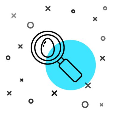 Siyah çizgi araması ve paskalya yumurtası simgesi beyaz arka planda izole edildi. Mutlu Paskalyalar. Rastgele dinamik şekiller. Vektör İllüstrasyonu